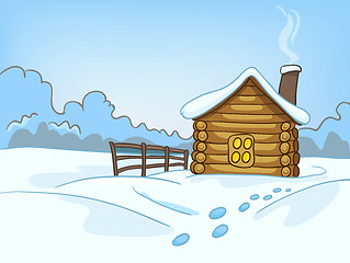 Image showing Cartoon background of countryside in winter.