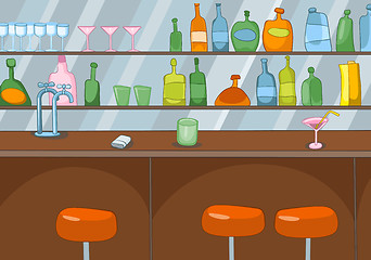 Image showing Cartoon background of bar counter.