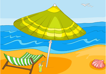 Image showing Cartoon background of tropical beach and sea.