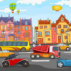 Image showing Cartoon background of city traffic.