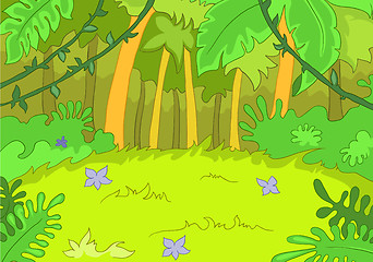 Image showing Cartoon background of forest landscape.