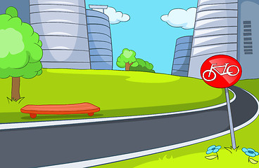 Image showing Cartoon background of bicycle lane.