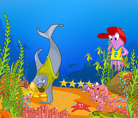 Image showing Cartoon background of underwater life.