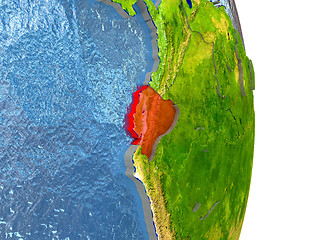 Image showing Ecuador in red on Earth