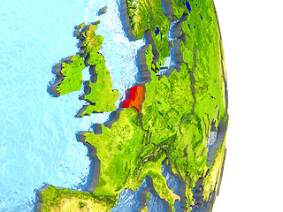 Image showing Netherlands in red on Earth