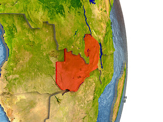 Image showing Zambia in red on Earth