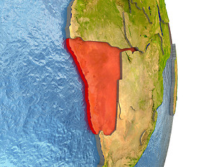 Image showing Namibia in red on Earth