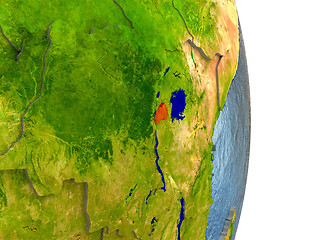 Image showing Rwanda in red on Earth