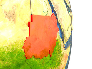 Image showing Sudan in red on Earth