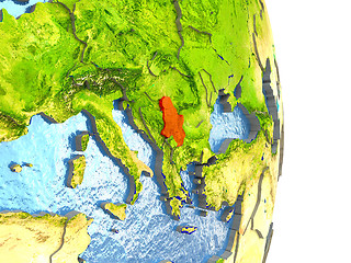 Image showing Serbia in red on Earth