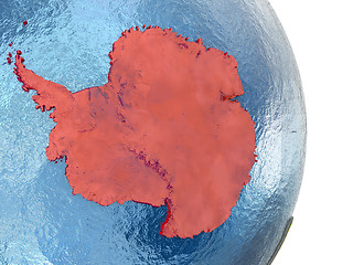 Image showing Antarctica in red on Earth