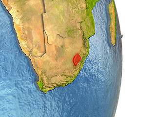 Image showing Lesotho in red on Earth