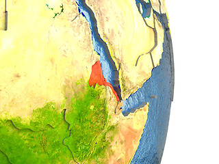 Image showing Eritrea in red on Earth