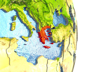 Image showing Greece in red on Earth