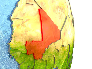 Image showing Mali in red on Earth