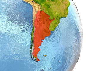 Image showing Argentina in red on Earth