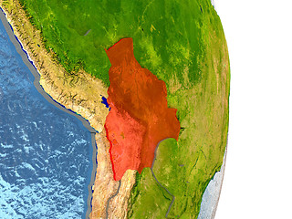 Image showing Bolivia in red on Earth