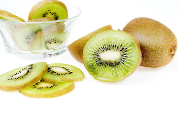 Image showing Slice of kiwi isolated on white background