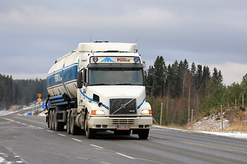 Image showing Conventional Volvo NH12 Semi Tanker on the Road