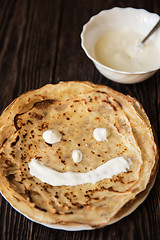 Image showing Fried tasty smiling pancakes