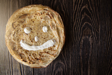 Image showing Fried tasty smiling pancakes