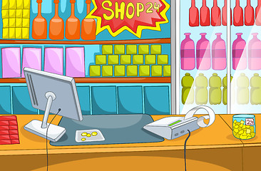 Image showing Cartoon background of supermarket.