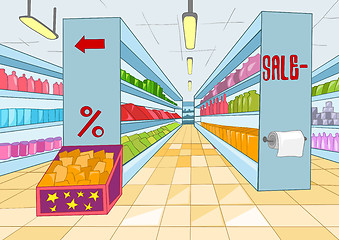 Image showing Cartoon background of supermarket.