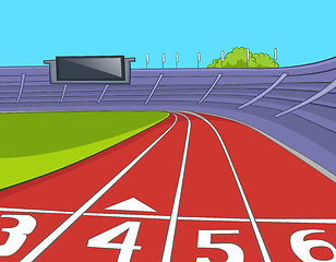 Image showing Cartoon background of stadium with running tracks.