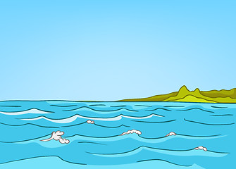 Image showing Cartoon background of sea landscape.