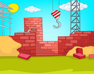 Image showing Cartoon background of urban house construction.