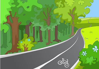 Image showing Cartoon background of bicycle lane in the park.