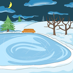 Image showing Cartoon background of outdoor skating rink.