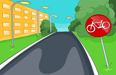 Image showing Cartoon background of bicycle lane.