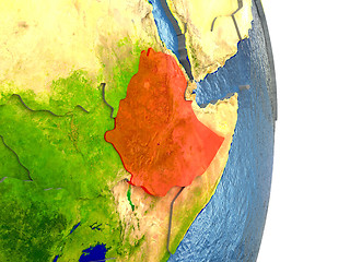 Image showing Ethiopia in red on Earth