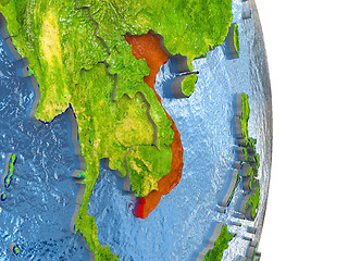 Image showing Vietnam in red on Earth