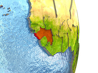 Image showing Guinea in red on Earth