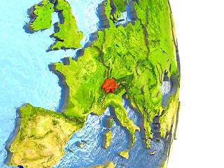 Image showing Switzerland in red on Earth