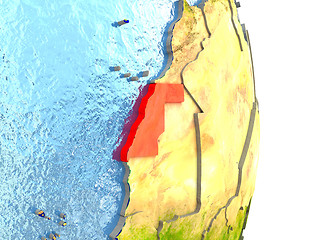 Image showing Western Sahara in red on Earth