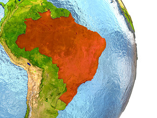 Image showing Brazil in red on Earth