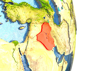 Image showing Iraq in red on Earth