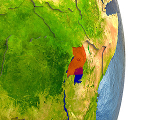 Image showing Uganda in red on Earth