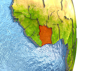 Image showing Ivory Coast in red on Earth
