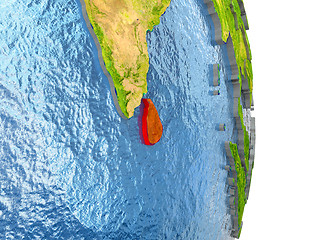 Image showing Sri Lanka in red on Earth