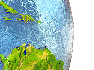 Image showing Caribbean in red on Earth