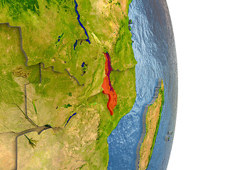 Image showing Malawi in red on Earth