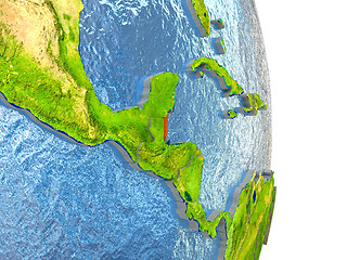 Image showing Belize in red on Earth