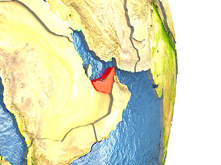 Image showing United Arab Emirates in red on Earth