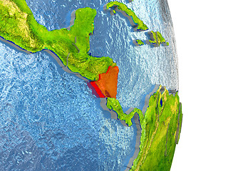 Image showing Nicaragua in red on Earth