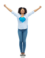 Image showing happy african american young woman over white