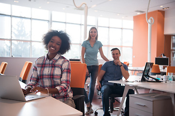 Image showing African American informal business woman working in the office